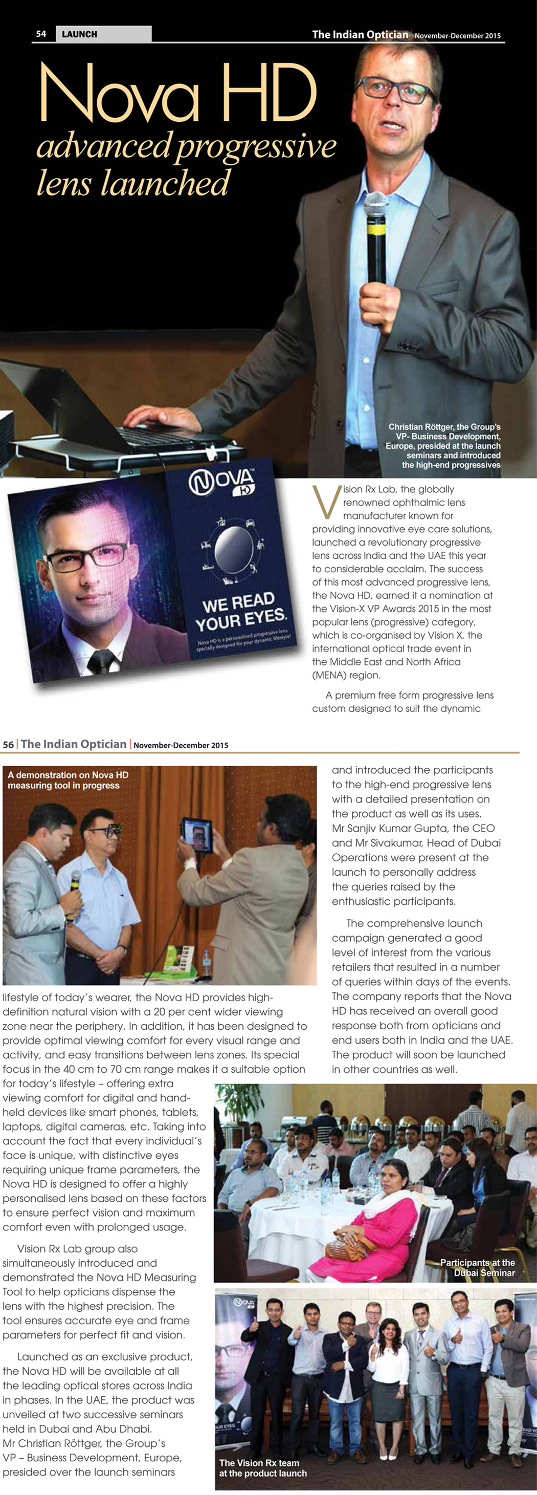 The Indian Optician covers Nova HD Launch