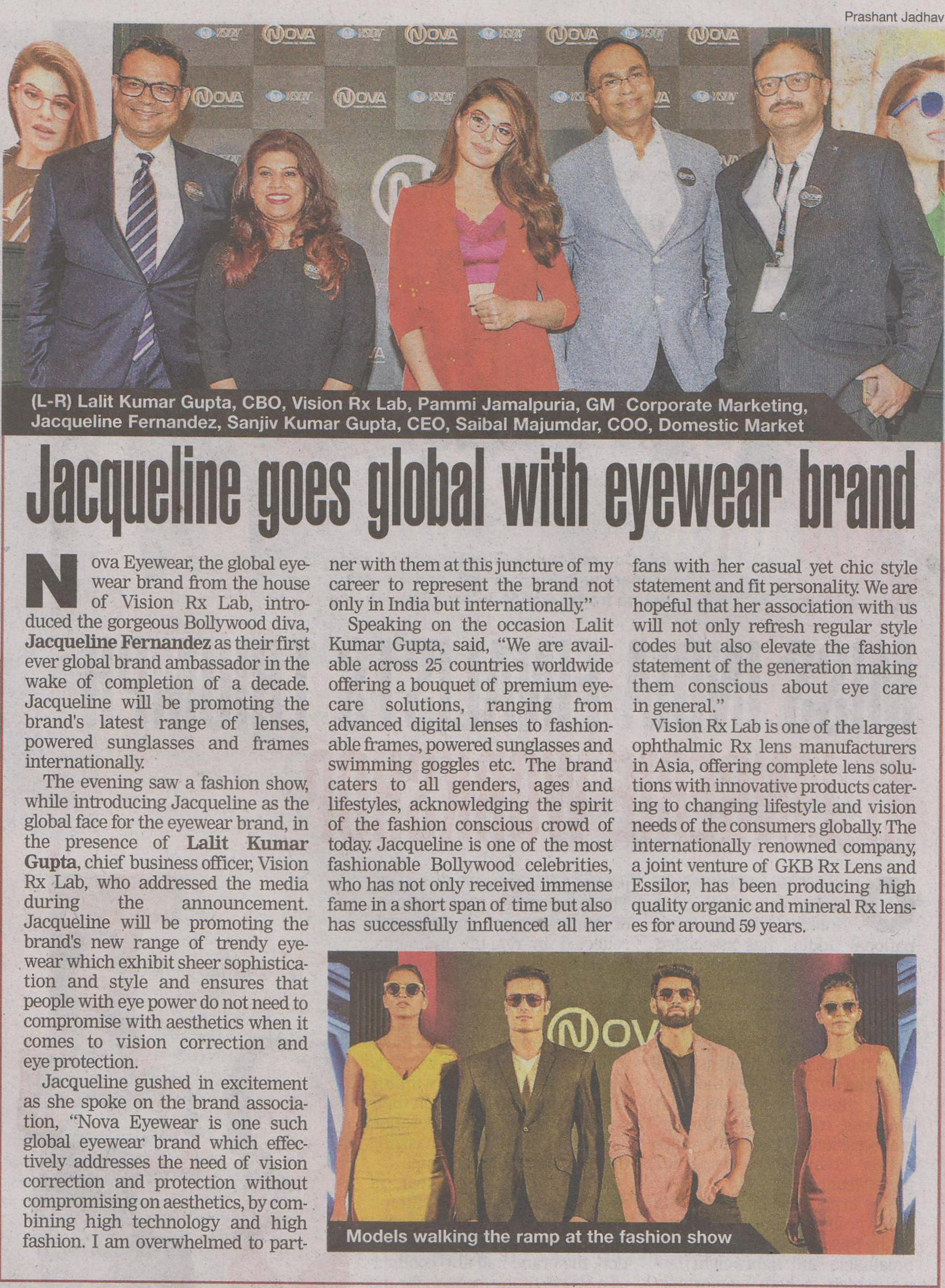  Jacqueline goes global with eyewear brand